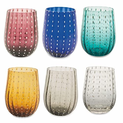 Villa d'Este Home Tivoli Shiraz Wassergläser-Set, Glas, Sortiert, 6 Stück (1er Pack), 6