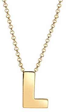 Elli Halskette Silber 925 Vergoldet 24K Buchstabe L Anhänger Kette Damen Schmuck Geschenke für Frauen Mädchen Mama Freundin, Letter Silberkette Länge 45 cm