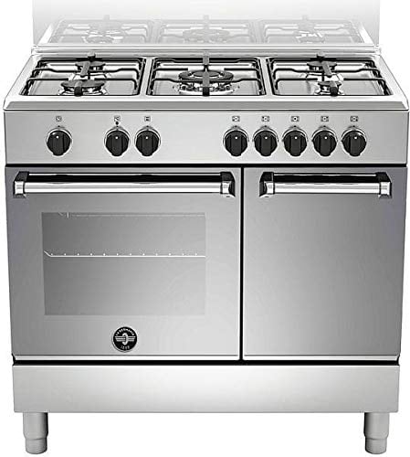 Bertazzoni La Germania Americana AMN9P5EXV cucina Piano cottura Acciaio inossidabile Gas A - Forni e Piano cottura (Piano cottura, Acciaio inossidabile, Manopola, Nero, Frontale, Inferiore destro)