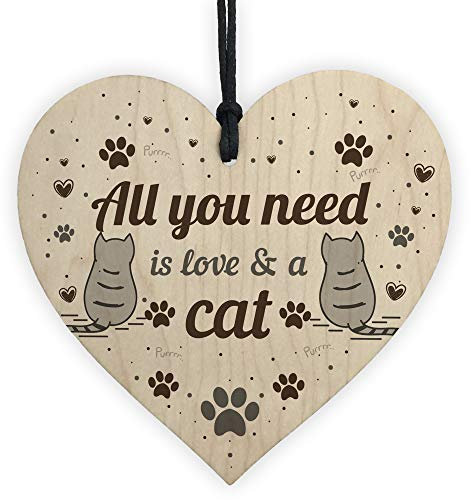 RED OCEAN All You Need Is Love And A Cat Gift Cat Sign Hanging Heart Decoration Cat Lover Gift