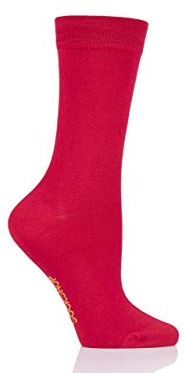 SockShop Ladies Colour Burst Vibrant Bamboo Socks with Smooth Toe Seams Pack of 1 Redder than Red 4-8