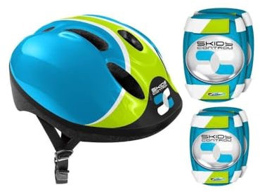 Stamp Combo Bleu Casque + Coudieres Genouilleres Skids Control