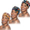 SATINIOR 3 Stücke Afrikanischen Turban für Damen Knoten Pre-Gebunden Motorhaube Hut Kopfbedeckung (Gelbe Blume, Schwarze Blume, Lila Blume)