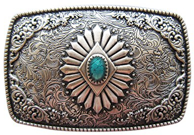 Southwest Gürtelschnalle im Vintage-Stil, versilbert, auch in den USA erhältlich, Echt versilberte Vintage-Farbe, Einheitsgröße