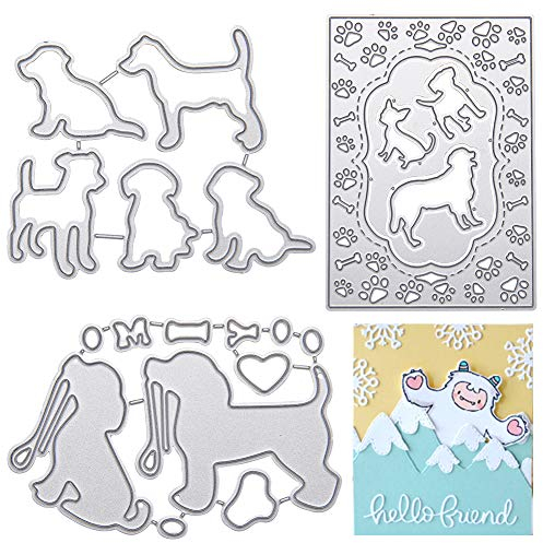 GORGECRAFT 3 Stück Metallrahmen Schneidwerkzeuge Hundeknochen Hundepfotenabdruck Kohlenstoffstahl-Prägeschablonenform für DIY-Kartenherstellung Scrapbooking Paper Craft Photo Album
