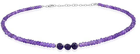 Halskette mit natürlichen Amethyst-Perlen, violetter Amethyst, 4 mm - 4 mm, facettierte Rondelle-Perlenkette, Amethyst-Perlenschmuck, Halskette, Hochzeitsgeschenk, für Sie