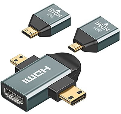 NFHK 3pcs/Set Micro & Mini HDMI to HDMI-Compatible 1.4 Female 2-in-1 Combo Adapter 4K@60hz