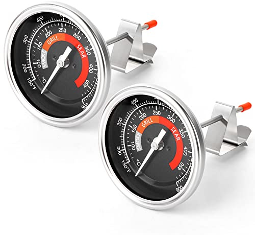 MEANLIN MEASURE 2pcs Accurate Thermometer Replacement for Big Green Egg Grills, HD 3.3” Large Dial & Waterproof Temperature Gauge for BGE Accessories, Dome Lid Thermostat Made of Stainless Steel