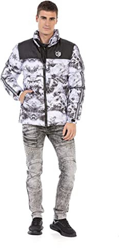 Cipo & Baxx Herren Jacke Steppjacke Winterjacke Marmor Design Bubble Outdoor CM183 Grau L