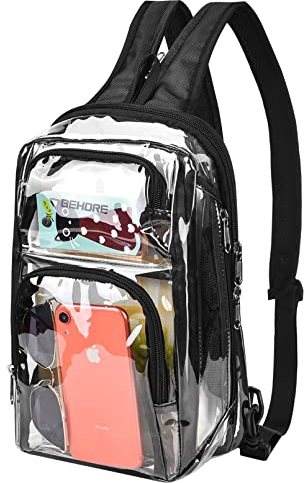 Transparenter Rucksack, Stadiongenehmigt, mit atmungsaktiven Schultergurten, transparente Schultertasche für Stadionarbeit, Konzert, Festival