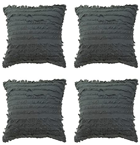 Gualiy Kissenbezüge Set 4er, Kissenhüllen 45x45 Doppelseitig Einfarbig Streifen Kissenhülle für Sofa Couch Wohnzimmer