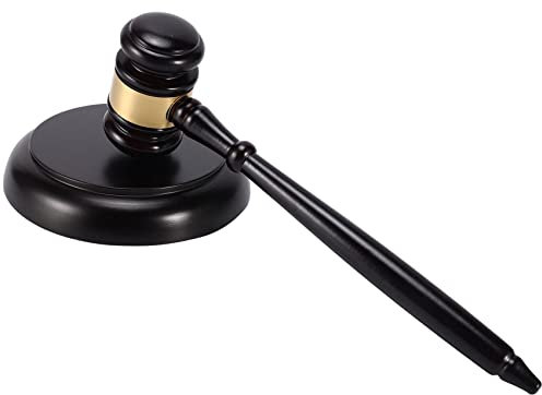 Martillo de subasta de mazo de juez de madera con bloque de sonido para subasta de juez de abogado trabajo a mano