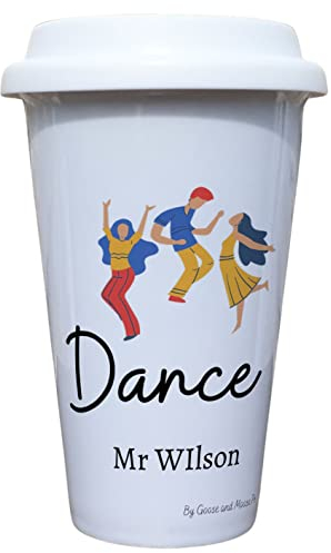Dance Teacher Travel Mug Personalised - Gift for Dancing Lover - Personalised Performing Arts Student Thermal Ceramic Insulated Travel Mug