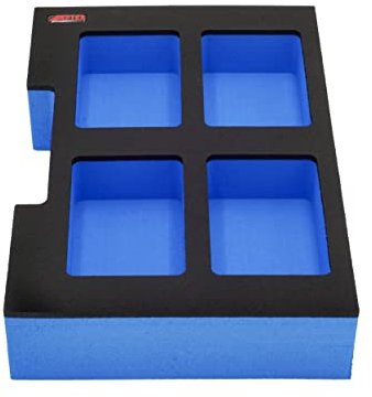 APTEX Schaumeinlage passend für 4x Bosch Akkus 18V ProCore 4Ah für halbe L-Boxx 102 G4, 136 G4, LB4 Blau-schwarz