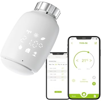 Qiumi Zigbee Thermostat Radiator Valve,eTRV,Size compatible with most valves,Alexa,Googlehome Voice Control 1pack