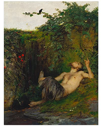 JUNIWORDS Poster, Arnold Böcklin, Faun, Einer Amsel zupfeifend, 30 x 22 cm (3000043)