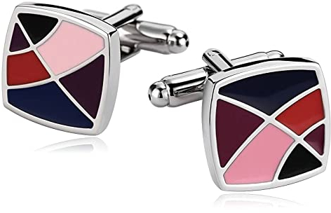 Banemi Manschettenknöpfe Herren Trompete, Manschettenknöpfe Herren Trompete Edelstahl Geometrielinien Quadratisch Hemd Accessoires 1.6X1.6CM