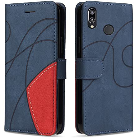 KKEIKO Cover Compatibile con Huawei P20 Lite/Nova 3E, Antiurto Custodia in PU Pelle, Magnetico Protettiva Cover a Libro per Huawei P20 Lite/Nova 3E, Blu