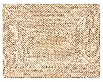 TISECO Home Studio - Tischset Rattan - Set/2-100% Rattan - Handgewebt, hitzebeständig, langlebig - Oval - 30x40 cm - Weiß