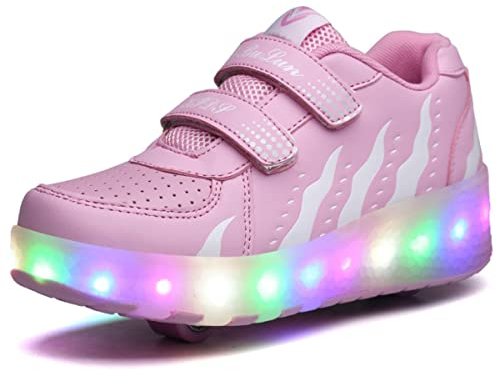 HUSKSWARE Kinder Sneaker 2 Räder Jungen Mädchen Sneaker Party Geburtstag Weihnachten, Rosa 34