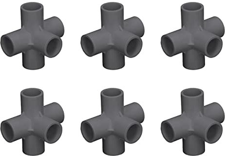 5-Wege-Rohrverschraubung, 10 Stück Seitenverschraubungen, 5-Wege-Rohrverbinder, 25 Mm PVC-Winkelrohrverschraubung für Möbel, Gewächshaus, Zelt (Schwarz)