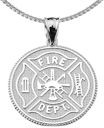Collana pendente Croce di Malta Pompiere con Preghiera di Benedizione in Argento 925 (Lunghezza della catena disponibile 40cm - 45cm - 50cm - 55cm) 45cm