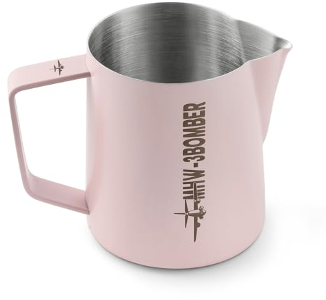 MHW-3BOMBER Milk Jug 500ml, Stainless Steel Milk Jug for Coffee Machine, Home Barista Coffee Accessories, Cappuccino Latte Art Cup, Milk Frothing Pitcher, Pink, Model: P5017-OS