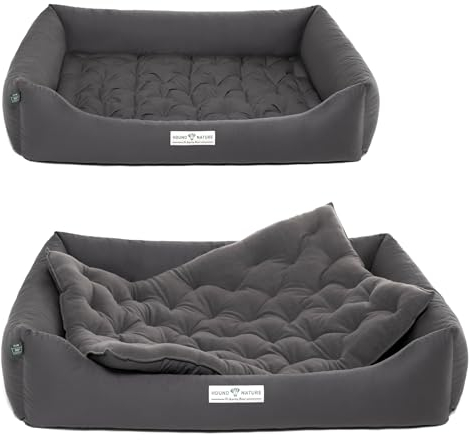 HOUND & NATURE | Öko Hundebett Zürich | Orthopädisch/Fest | Gr. XXL für Sehr Große Hunde - Kuscheliges, Flauschiges Hundebett Waschbar mit Wende - Liegekissen (XXL - 125x95 cm, Grau)