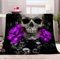 Bedding Flanelldecke Totenkopf Floral Lila 150x200 cm 3D-Druckdecke kuscheldecke,Sofadecke,Wolldecke,Bettlaken,Wärme und Isolierung Decke,Klimaanlage Decke für Wohn und Schlafräume