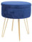 Harbour Housewares 1x Blau/Gold H45 x D36cm Runden Samt-Fußhocker mit Stauraum - Wohnzimmer Schminktisch Fußbank Ottomane Sitzpuff Stuhl Sitz