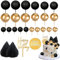 Morofme 26pcs Man Boho Cake Topper - Black Gold Balls Palm Leaves Decorations for Man Boy Bohemian Black Theme Wedding Baby Shower Birthday Party