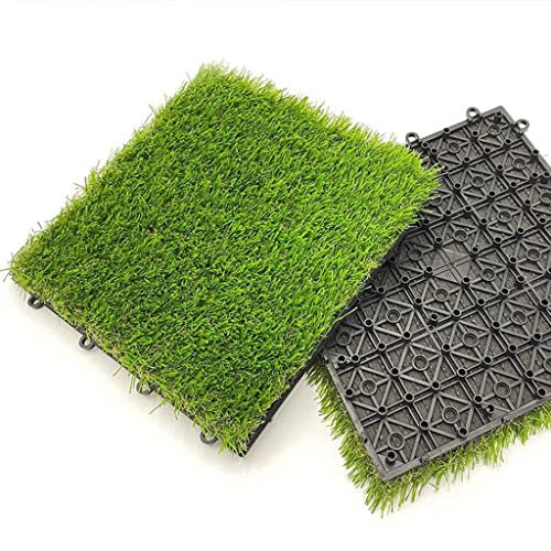 HHOZsafety Hochwertige Kunstrasenfliesen, ineinandergreifende, weiche Moosrasenmatte mit hoher Drainage, Grünpflanzen, Rasenteppich für draußen und drinnen (Farb