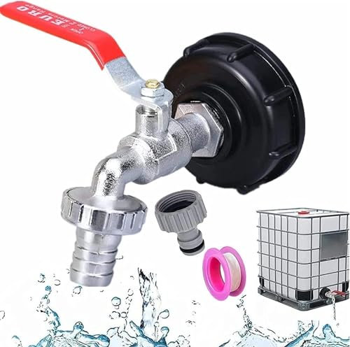 ZISONIX Adaptateur de Réservoir d'eau IBC Connecteur à Filetage 1/2 IBC Robinet Cuve 1000L Robinet Raccords de Tuyau D'arrosage Filetage Gros 60 MM (1/2)