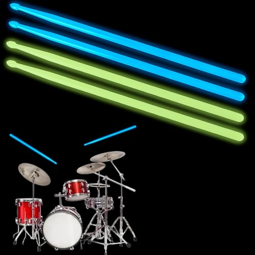 Sporgo 2 Paar 5A Drumsticks: Trommelstöcke Stöcke Nylon Leuchttrommelstöcke Kunststoff Cool Glow Drum Sticks mit Anti-Rutsch Starke, Musikinstrument Percussion Zubehör Fluoreszenz für Drum Set