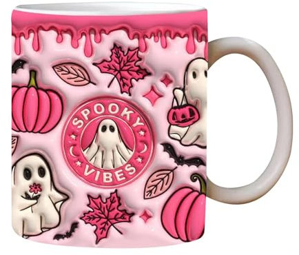Taza de calabaza de Halloween, taza de café de cerámica, taza de fantasma de Halloween, tazas de vino espeluznante, tazas de whisky de calabaza, agua fantasma, tazas de de cerámica, cerámica de