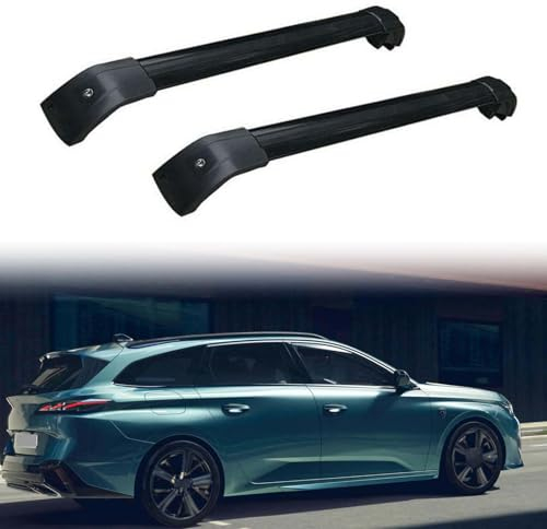 JUNYEW Dachgepäckträger Dachträger für Peugeot 308 SW 5 Dr 2022 2023 2024 -Aluminium (2 Stücke) Integrierte Dachreling Tragkraft 75 Kg Vormontiert Inklusive Schloss,P