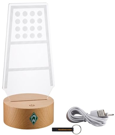 Werder Bremen LED-Licht Flutlicht Touchbutton, grün/weiß, Holzsockel, USB/Batterie Fanartikel + FanEmotion Flaschenöffner