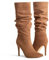Hykytyhk Stivali alti al ginocchio da donna a punta a stiletto tacco alto slouchy camoscio stivali alti, Marrone, 40.5 EU