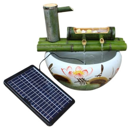 fontaine a eau decoration interieur Fontaine À Eau De Jardin En Bambou Naturel Avec Pompe Solaire, Décoration De Bassin De Jardin Zen Japonais, Cascade De Fontaines Intérieures Et Extérieures(Length 9