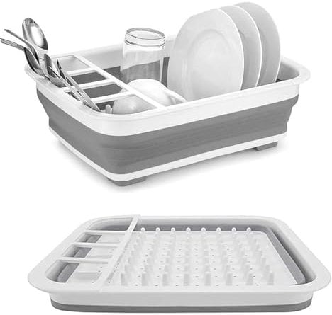 Haipky Collapsible Bowls, Plates, and Dishes Drainer - Portable Space-Saving Dish Rack for Kitchen, RV, Campers, and Travel Trailers