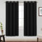 BellaHills 100% Tende Oscurante con Anelli da Interno 2 Pezzi, Termiche Isolanti, Anti-Rumore, Ideali per Camera da Letto e Soggiorno L132 x A214 cm, Nero