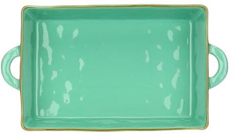 Thun Rose&Tulipani - Teglia Verde in gres, 38x7,5cm, profondità 22 cm, collezione Concerto