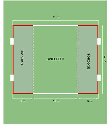 Cawila Fußball Spielfeldmarkierung Academy, Spielfeldbegrenzung mit Schusszonen, 25x20m, rot-Weiss