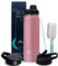 U2PICK Vacuum Insulated Water Bottle 700ml (24OZ) Leakproof Outdoor Mug with 3 Replaceable Cup Lids for Cycling, Running, Gym, Camping, Travel (Pink)