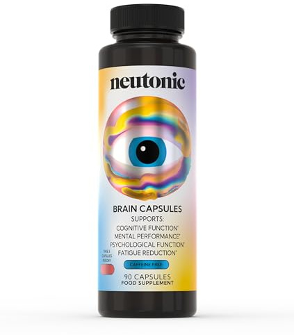 Neutonic | Nootropic Brain Capsules | Support Cognitive Function* & Memory** - Caffeine-Free, Research-Backed Nootropic Ingredients | Enhance Focus & Mental Performance | 90 Capsules