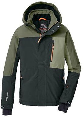 killtec Jungen Skijacke/Funktionsjacke mit Kapuze und Schneefang KSW 200 BYS SKI JCKT, dunkeloliv/olive/sage, 176, 43466-000