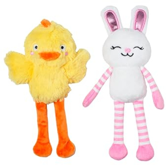 Fringe Studio Plush Dog Toy, 2 Pieces Set, Hoppy GO CLUCKY, Petshop Collection (312064)