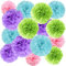 We Moment Zone 12 Stück Papier Pompons Set,Blau Violett Grün Pink Pom Poms Papier für Jungen und Mädchen Geburtstag Party Deko