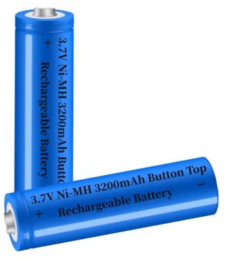 2 Pack Ni-MH Rechargeable Battery, 3.7 Volt NiMH 3200mAh Button Top Batteries for LED Flashlight,Headlamp,Remote Control,RC Car,Mini Fans, etc, Size: 18mm * 67mm / 0.7inch * 2.63inch, with Storage Box