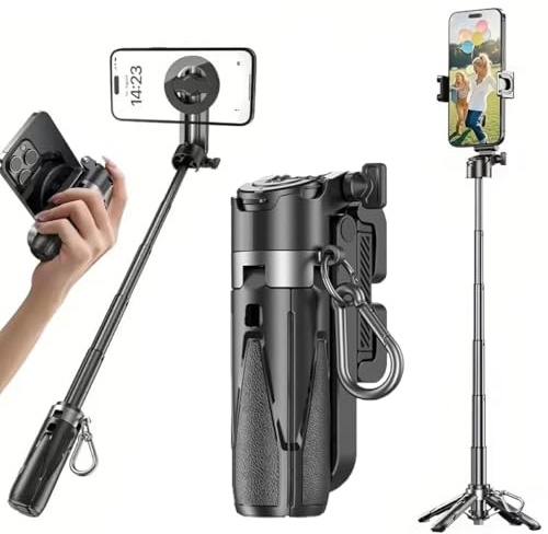 Elevopro Pocket Tripod 360 Mini, 3 in 1 Tragbarer Selfie Stick Stativ, Ausziehbare Handy Stative mit Fernbedienung und Haken, 360° Verstellbarer Mini-Selfie-Stick Handy Stativ Ständer